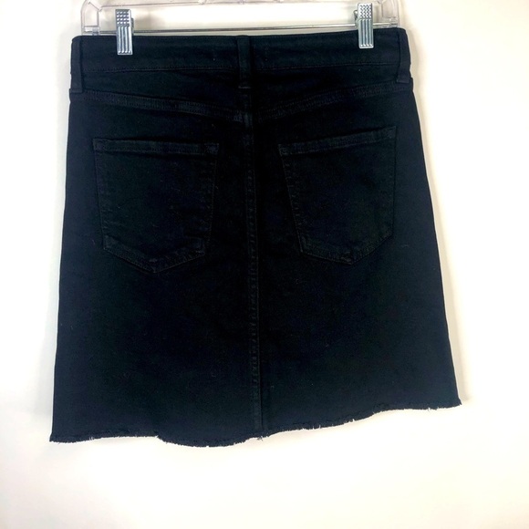 NWT Just USA black denim A Line skirt fray hem pockets front zip M - Picture 5 of 12